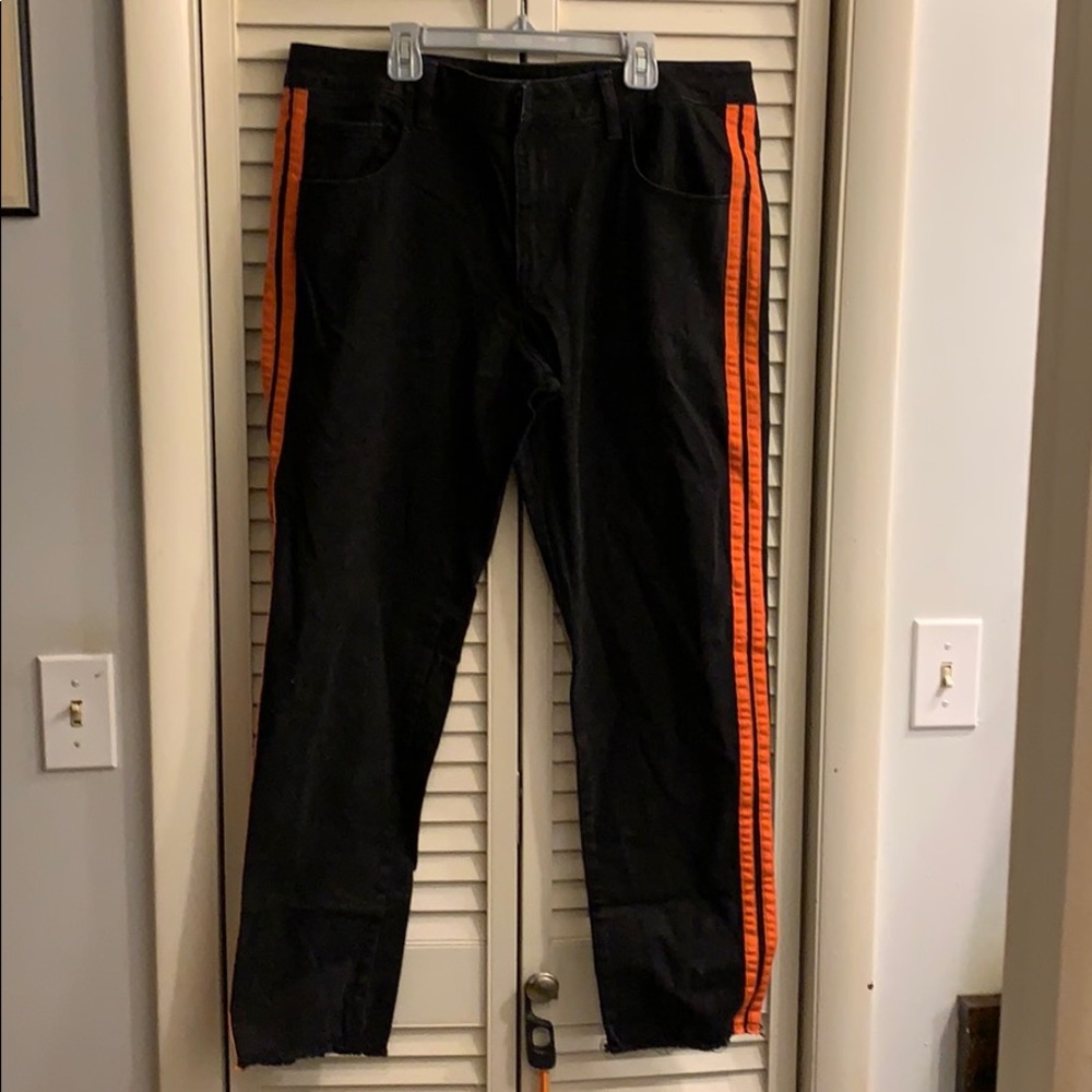 ASOS Black Slim Fit Jeans w/ Orange Stripes